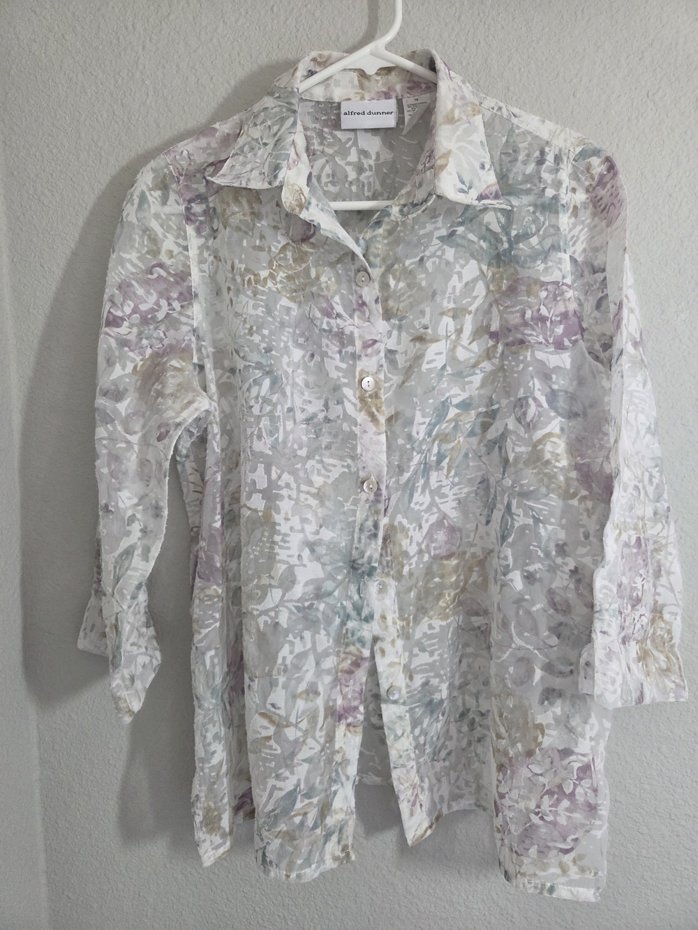 Alfred Dunner Women's Pastel Floral Button-Down Shirt